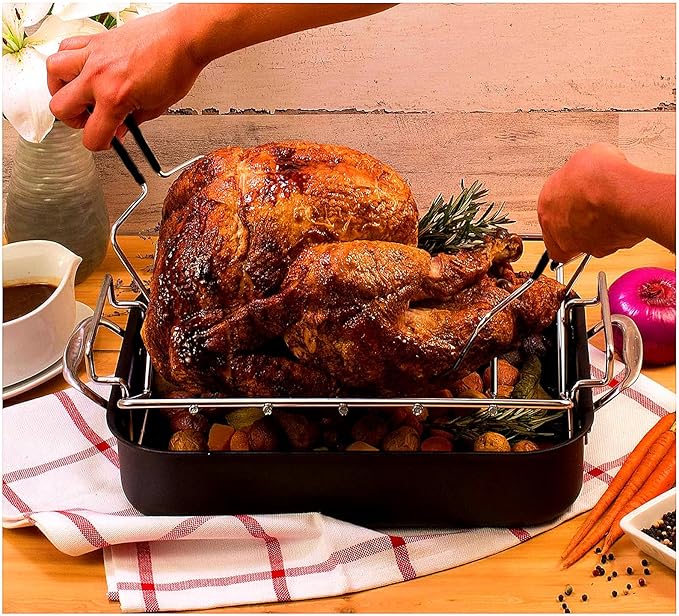 Good Grip Turkey Lifters and Baster Set, 3-Piece Thanksgiving Turkey Serving Set, 2-Prong Poultry Forks, Easily Lift Large Meats