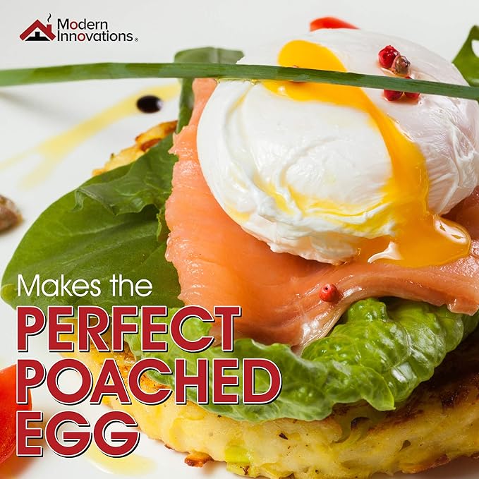 Modern Innovations Egg Poacher Pan for Perfect Poached Eggs, Nonstick Cups Poached Egg Maker Pan, Stainless Steel Easy Egg Cooker, Poaching Eggs Benedict Maker, Silicone Spatula