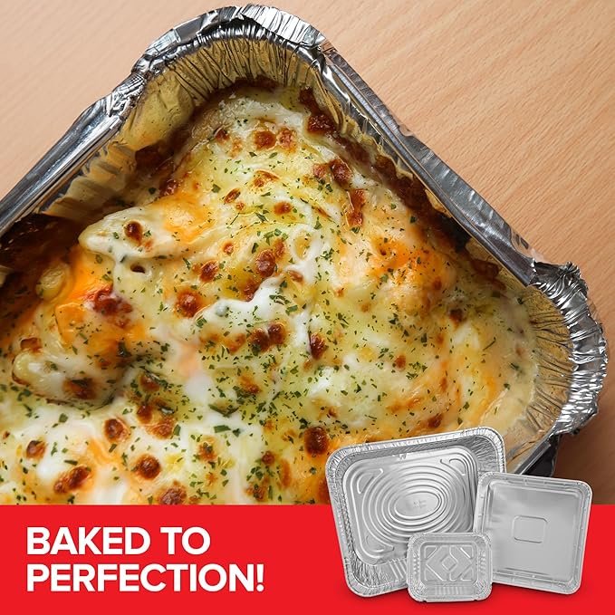 Stock Your Home (Set of 40) Aluminum Pans Disposable, (20) 9x13, (10) 8x8, (10) 1-Lb Heavy Duty Foil Pans, Baking Tins, Cooking Trays, Large and Small Catering Food Containers for Roasting, Serving