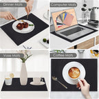 Cloth Placemats Set of 4, Cotton Blend Durable Layered Table Mats, Non-Slip Wrinkle Free Place Mats for Dining Table, Easy to Clean (Black, 13x19 Inch)