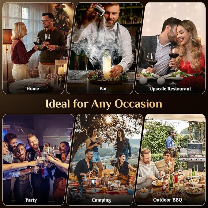 20PCS Whiskey Smoker Kit with Angle-Adjustable Metal Torch (No Butane) – 6 Flavors Natural Wood Chips, Anti-Burn Old Fashioned Cocktail Smoker Infuser Kit – Birthday Bourbon Gift for Men, Dad, Husband