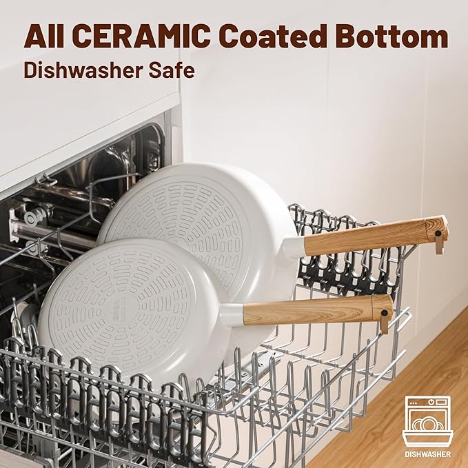 SENSARTE Ceramic Nonstick Cookware Set, Non-toxic Healthy Pots and Pans Set Ceramic Coated Kitchen Cooking Set, Free of Intentionally Added PFAS/PTFE, Dishwasher&Oven Safe Induction Compatible, 13pcs