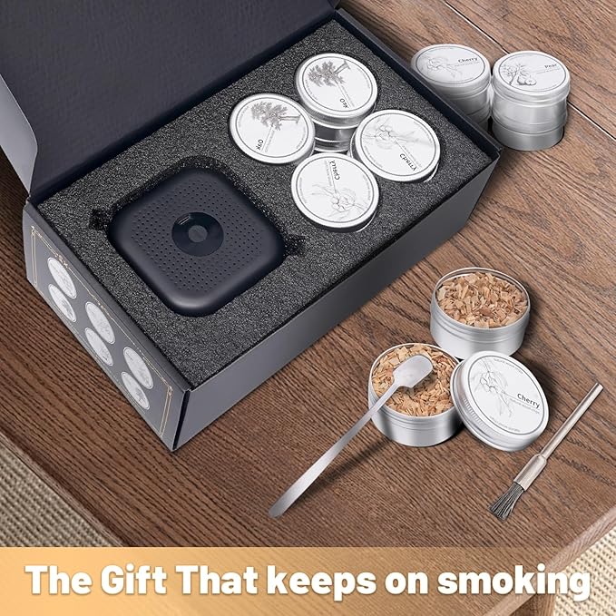 Electric Whiskey Smoker Kit - 12pcs Wood Chips, Cocktail Smoker Kit – Bourbon, Drink Smoker for Old Fashioned Smoker Gift for Men, Birthday, Anniversary, Husband, Boyfriend, Whisky Accessories