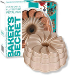 Baker's Secret for Fluted Cake Pan, Fluted Cake Pans, Perfect for Fluted Cakes, Die Cast Aluminum Cake Pans, 2 Layers Non-stick Coating, Novelty Cake Pan - The Cast Aluminum Collection (Petal)