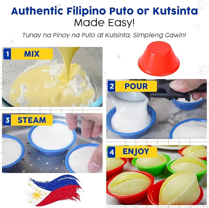 Small 30 Pcs Puto Molder Filipino (2.2" x 1") - Kutsinta Molder for Baking - Puto Mold Cups for Steamer Filipino - Filipino Plastic Molds for Desserts