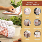 Maison d' Hermine Pot Holders 100% Cotton Heat Resistant Potholders 8" x 8" Hot Pads with Loop BBQ, Cooking, Baking, Grilling, Kitchen, Handling Hot Pans (Pack of 1, Giving Thanks)