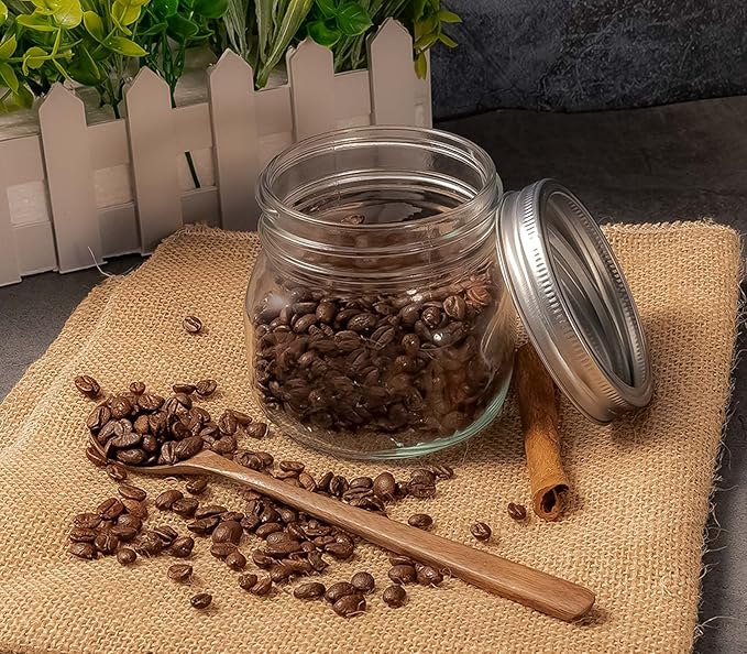 6PCS Wide Mouth Mason Jars 16oz with Airtight Lids and Bands, Canning Jars with Crystal Glass for Food Storage, Spice Jars, Canning, DIY Projects, Jam, Jelly, Honey, Preserving, Drinking