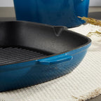 BergHOFF 10Pc Neo Enameled Cast Iron Cookware Set, Matching Lid, Oven Safe Up To 400°F, Blue