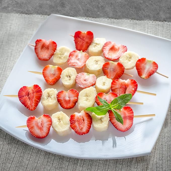 HANSGO 8Inch Natural Bamboo Skewers, with 5PCS Food Prep Gloves, 100PCS Wooden Skewers for Appetizers, Fruit, Kabobs, Grilling Kebabs, Corns, Cocktail Picks for Drinks, Sturdy & Durable