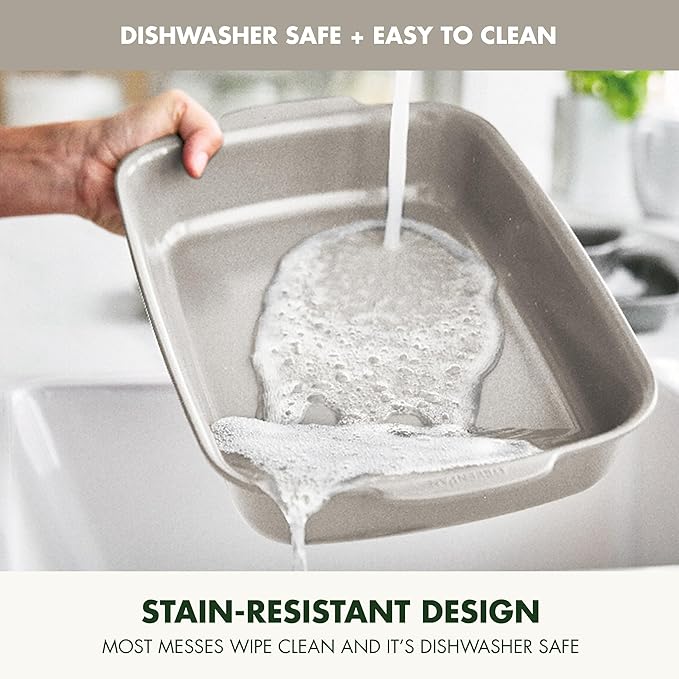 GreenPan Premiere Ovenware Healthy Ceramic Nonstick 13" x 9" Rectangular Baking Pan, PFAS-Free, Warp-Free Bakeware, Durable Quick Heating, Oven & Broiler Safe to 600F, Dishwasher Safe, Taupe