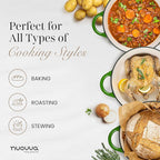 Nuovva Enamelled Cast Iron Dutch Oven Pot with Lid – 6.4 Quart Non Stick Casserole Pot – Heavy Duty & Oven Safe up to 500° F for Bread Baking, Braising, Stews, Roasting – 28cm Green