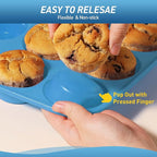 2 Pack 24 Cups Silicone Mini Muffin Pan with Metal Reinforced Frame Silicone Molds Cupcake Pans Tray Egg Bites Circle Cookie Molds Muffin Tin Tart Pans Baking Sheet Set for Breakfast Sandwiches