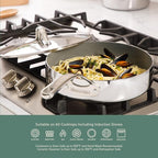 Bloomhouse - Two Time Oprah's Favorite Things Winner - 8 Piece Triply Stainless Steel Pots and Pans Cookware Set W/Grey Non Toxic Pro Ceramic Non Stick Interior