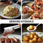 53PCS Silverware Set for 8 with Flatware Drawer Organizer, Stainless Steel Cutlery Set with Steak Knives, Include Spoons and Forks Set & Serving Utensils, Mirror Polished, Silver