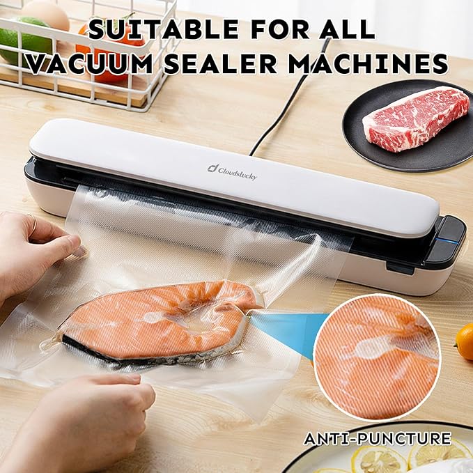 Vacuum Sealer Food Saver Rolls Bag 8"X20'&10"X20'&11"X20' 3Pack, BPA-Free Thick Seal Meal Bags Roll,Commercial Customize Size, Sous Vide Cooking Vacuum Seal Rolls, Meat Cheese Dry Goods