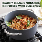 GreenPan Lima Hard Anodized 5QT Stock Pot with Lid, Healthy Ceramic Nonstick, PFAS-Free Nontoxic Pots and Pans, Oven & Broiler Safe Cookware, Stainless Steel Handles, Gray