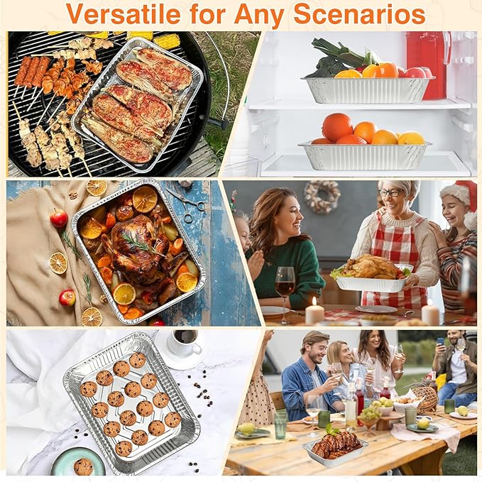 Gladify Aluminum Foil Pans 9x13 Disposable Baking Pans 30 Pack Heavy Duty Half Size Tin Foil Trays for Steam Table, Roasting, Cooking, Heating, Freezing Food