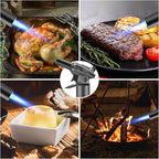 Butane Torch Blow Torch Creme Brulee Torch Refillable Butane Torch Lighter Kitchen Torch Cooking Torch for Food Baking Crafts BBQ Creme Brule(Safety Lock & Adjustable Flame)