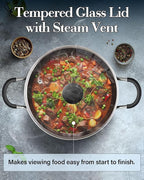 Cook N Home Nonstick Stockpot with Lid 8-QT, Professional Deep Cooking Pot Canning Cookware Stock Pot with Glass Lid, Black