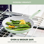 GreenPan Dover Healthy Ceramic Nonstick, 12 Piece Cookware Pots and Pans Set, PFAS-Free, Dishwasher Safe, Comfort Grip Handle, Pastel Green