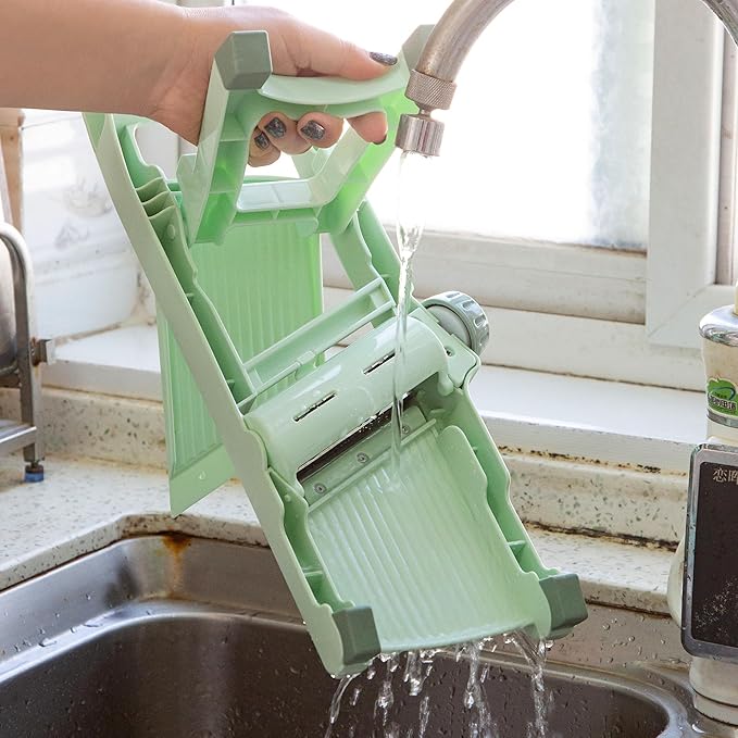 Adjustable Safe Mandoline Slicer for Kitchen - Stainless Steel Multifunction Vegetable & Fruit Cutter, Onion Potato Tomato Cabbage Apple Lemon Slicer