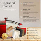 Nuovva Enamelled Cast Iron Dutch Oven Pot with Lid – 6.4 Quart Non Stick Casserole Pot – Heavy Duty & Oven Safe up to 500° F for Bread Baking, Braising, Stews, Roasting – 28cm Red