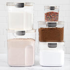 ProKeeper+ Airtight Food Storage Container Set – Clear Plastic Flour and Sugar Canister Set with Magnetic Accessories for Kitchen Organization (White, 9-Piece)