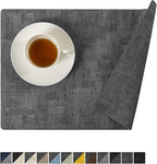 Romanstile Reversible Vinyl Placemats Set of 4, Faux Leather 100% Waterproof Oil-Proof Wipeable Place Mats, Heat Resistant Dual Sided Table Mats for Kitchen/Dining/Party (Dark Gray, 12 x 17 Inch)