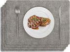 Softalker Vinyl Placemats Set of 4 - Faux Leather Heat Resistant Place Mats, 100% Waterproof Oilproof Wipe Clean Table Mats for Indoor & Outdoor Use, 17’’×12’’, Light Grey