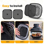 2 PCS Silicon Splatter Shield for Ninja Crispi Air Fryer Heat-Resistant Splash Guard,for Ninja Crispi Accessories,Crisp Containers,Crispy Replacement Parts Protects Kitchen from Oil– Black