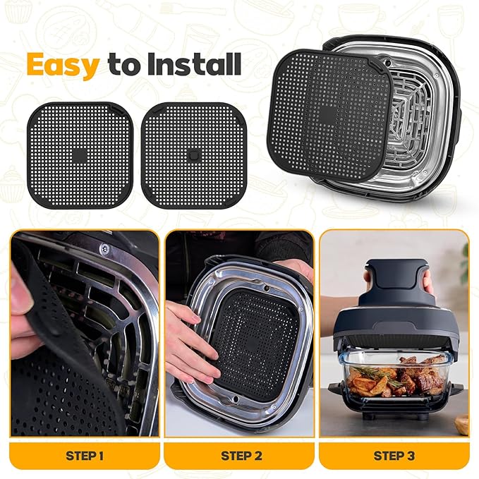 2 PCS Silicon Splatter Shield for Ninja Crispi Air Fryer Heat-Resistant Splash Guard,for Ninja Crispi Accessories,Crisp Containers,Crispy Replacement Parts Protects Kitchen from Oil– Black