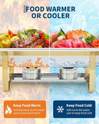 Garvee Chafing Dishes for Buffet Set of 2, 8QT Buffet Servers and Warmers Set with Lid & Foldable Frame, Rectangular Stainless Steel Chafer Food Warmer for Parties Wedding Catering Supplies, Gold