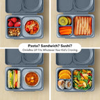 Omie OmieBox UP bento Box for Kids | Insulated Lunch Box | Leak Proof Vacuum Insulated Thermal Food jar | Cooler ice Pack | 2 Compartments (Graphite)