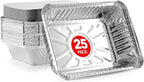 Stock Your Home 2 Lb Aluminum Pans with Lids (25 Pack) - Disposable & Recyclable Takeout Trays with Lids - To Go Containers for Restaurants, Catering, Delis