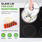 NutriChef Egg Poacher Pan Set - 7.87” Stainless Steel Poached Egg Cooker with 4 Non-Stick Poaching Cups, Glass Lid, Timer, Oven Mitt, and Spatula for Perfect Poached Eggs, Induction Compatible, Silver