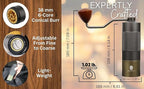 Premium Manual Burr Coffee Grinder - Hand Coffee Grinder with Titanium-Plated Stainless Steel Burr Mill; Extra-Fine to Coarse Coffee & Espresso Hand Grinder for Drip, French Press, Moka by GRINDCRAFT