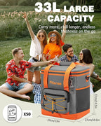 Soft Cooler Bag Insulated 20L/33L, 27/50 Cans Collapsible Camping Coolers 4-Layer Leakproof Portable Ice Chests for Beach, Travel, Picnic, Grocery, Kayaking