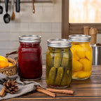 WELLIFE 6 Pcs Wide Mouth Mason Jars 32 OZ,Large Mason Jars for Food Storage, Overnight Oats,Honey,Sauces,Meal Prep,Salad,Yogurt