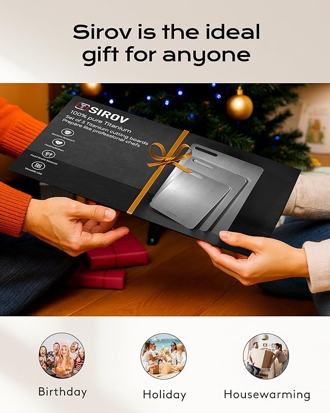 Titanium Cutting Board, 100% Pure Titanium Cutting Boards For Kitchen, Best Non Toxic titanium chopping board, Dishwasher safe, Hygiene and Durability for Meat, Fruit, and Vegetables (3PCS)