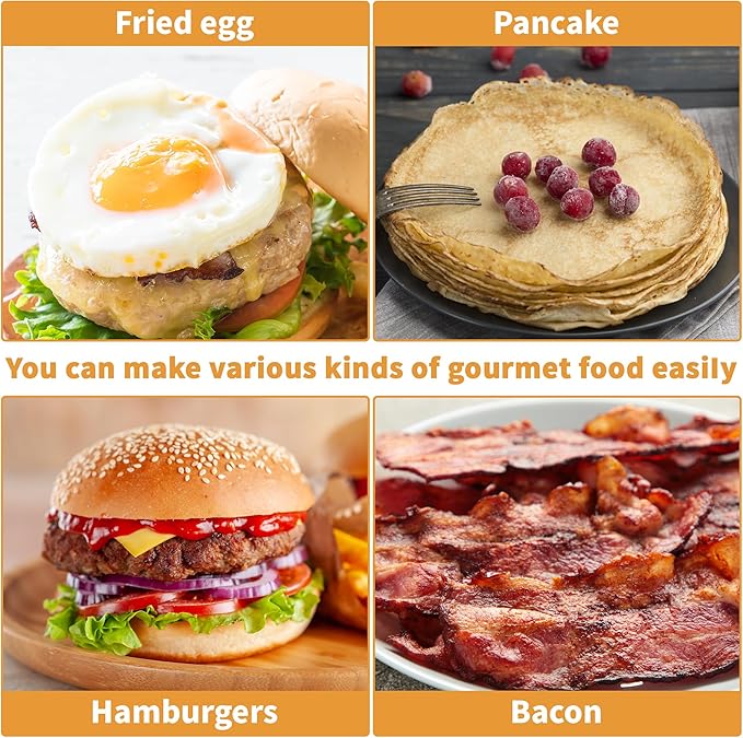 Blackstone Breakfast Kit Pancake Batter Dispenser 9PCS Griddle Accessories Set - Included Pancake Batter Dispenser Bacon Press Egg Rings Hamburger Press Patty Maker Brush and Oil Separating Paper