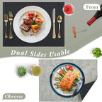 SUEH DESIGN Leather Placemats Set of 6 Reversible Table Mats Heat Resistant Waterproof No-Slip Place Mats for Dining Table Kitchen Parties