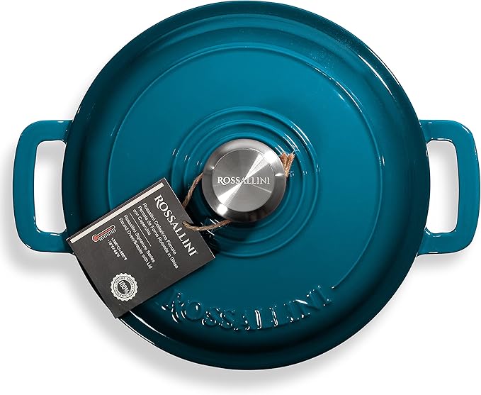 Signature Enameled Cast Iron Braiser, Non-Stick Serving Pot with Tight Fitting Lid for Perfect Roasting, Baking, Sauteing, Searing, and Pan Frying | 1.5Q (1.4L) - Ocean Blue