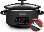 BLACK+DECKER 7-Quart Slow Cooker, SCD4007, Chalkboard Exterior, Locking Lid, 3 Heat Settings, Removable Stoneware Crock