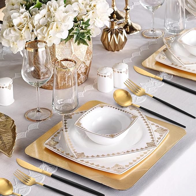 Matte Black Gold Silverware Set, 40-Piece Stainless Steel Flatware Set, Satin Finish tableware Cutlery Set, Service for 8, Home and Restaurant, Dishwasher Safe…