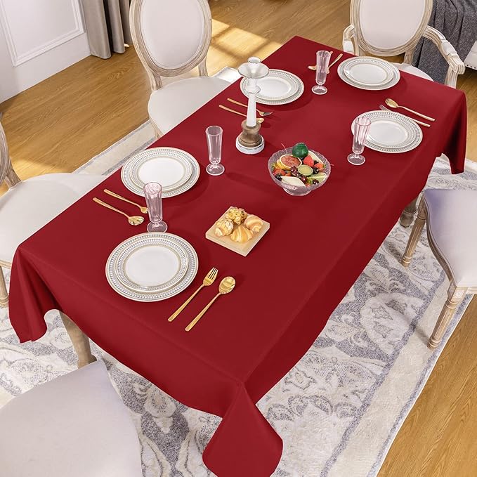 Softalker Rectangle Tablecloth, Waterproof & Stain Resistant Square Table Cloths Wrinkle Free Fabric Washable 210GSM Polyester Table Cover for Dining/Party/Outdoor - 70 x 70 inch,Red