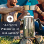 Mixpresso Stainless Steel Coffee Percolator Stovetop, 52 oz Classic Percolator Coffee Pot, Great For Camping Pot, 12 Cup Stove Top Espresso Maker, Cool-Touch Handle