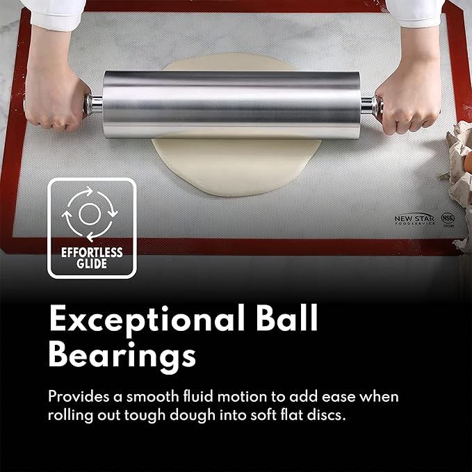 New Star Foodservice - Extra Heavy Duty Restaurant Aluminum Rolling Pin (15-Inch)