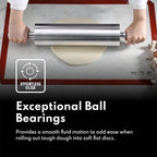 New Star Foodservice 37500 Extra Heavy Duty Restaurant Aluminum Rolling Pin, 13", Silver