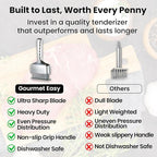 Meat Tenderizer Tool – Hassle Free Extra Long Handle, Rustproof One-Piece Meat Tenderizer Mallet & Hammer, Stainless Steel Blade Needle, Steak Cooking Accessories, No Assembly Needed, 5-Year Warranty