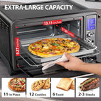 TOSHIBA AC25CEW-BS Large 6-Slice Convection Toaster Oven Countertop, 10-In-One with Toast, Pizza and Rotisserie, 1500W, Black Stainless Steel, Includes 6 Accessories